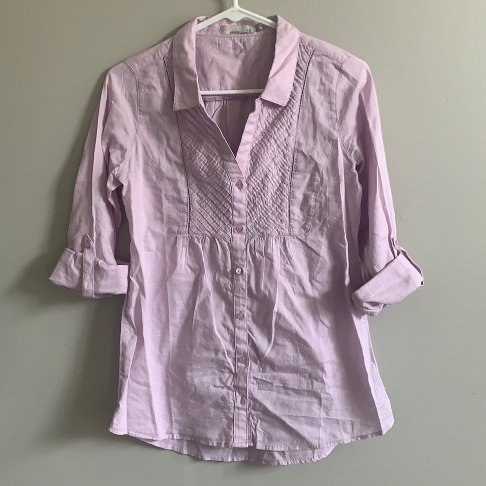 PrAna Bleached Lavender Katya Roll Sleeve Top, XS